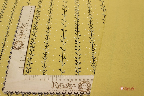 Теплый хлопок "Зимнее очарование" цв.бледная горчица, ш.1.50м, хлопок-100%, 160гр/м.кв