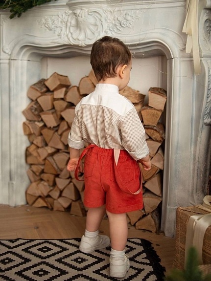 Детские шорты с подтяжками из бархата*