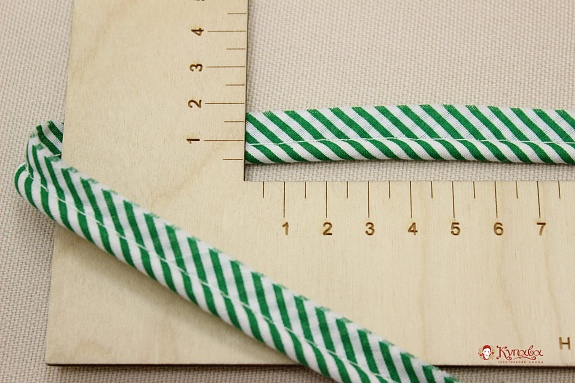 Кант отделочный (узкая полоска) цв.изумрудно-зеленый, ш.15мм/5мм, хлопок-100%