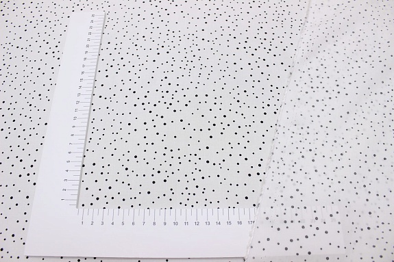 Штапель "Черные крапинки на белом", ш.1.45м, вискоза-100%, 105гр/м.кв