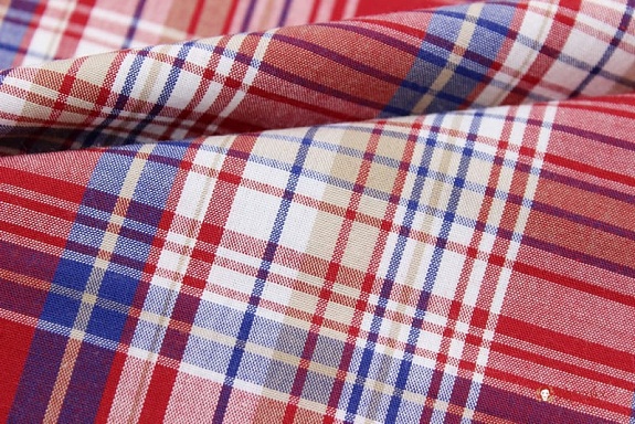 Ткань блузочно-сорочечная "Красно-синяя клетка" Сорт2, ш.1.5м, хлопок-100%, 100гр/м.кв