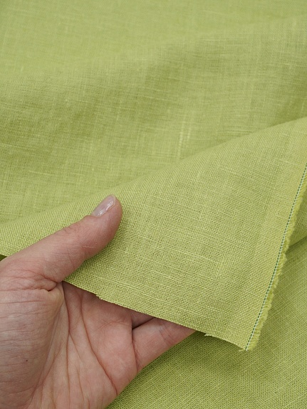 Лен костюмный с эффектом мятости цв.Салатово-оливковый, ш.1.45м, лен-100%, 190гр/м.кв