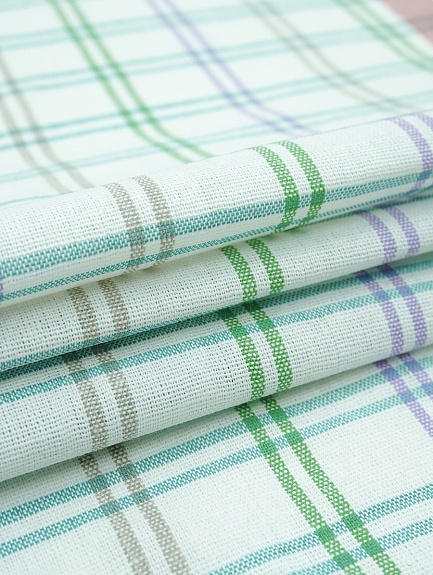 Холст полотенечный "Двойная цветная клетка" цв.красный/зеленый, ш.0.5м, лен-30%, хл.-70%, 140гр/м.кв