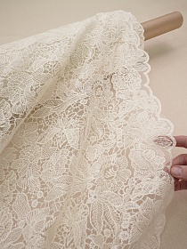 Кружевное полотно "Ажурный сад" (фестон с 2х ст.)  цв.кремовый, ш.1.2м, хл-80%, нейлон-20%