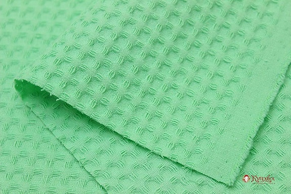 Вафельное премиум-полотно "Italy" цв.Салатово-мятный, ш.1.5м, хлопок-100%, 240гр/м.кв