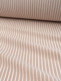 Вареный (стираный) хлопок "Белая полоска (3мм) на св.бежево-кофейном меланже", ш.2.5м, хл-100%, 110гр/м.кв
