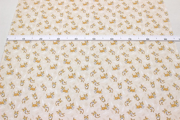 Фланель "Озорные корги", СОРТ2, ш.0.95м, хлопок-100%, 170гр/м.кв