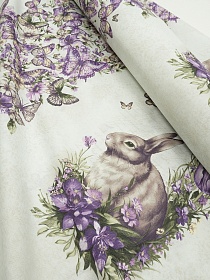 Рогожка "Винтажные кролики", ш.1.5м, хлопок-100%, 160гр/м.кв, раппорт 63см