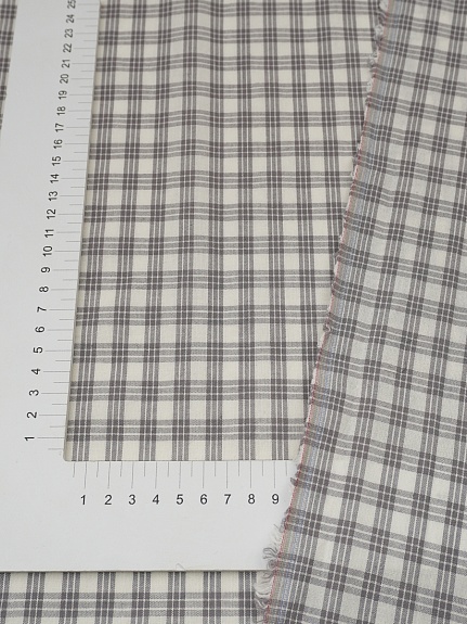 Вареный (стираный) хлопок "Тройная мелкая клетка" цв.т.серый, ш.2.5м, хл-100%, 110гр/м.кв