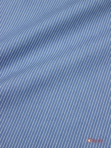 Брак(уценка) Джинсовая ткань "Тонкая полоска на голубой джинсе", ш.1.48м, хлопок-85%, п/э-15%