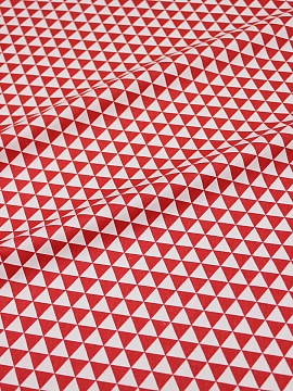 Сатин "Красные треугольники на белом", ш.1.60м, хлопок-100%, 110гр/м.кв