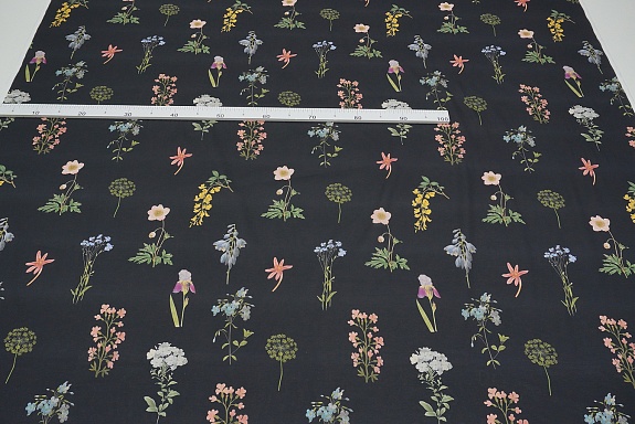 Батист "Полевое соло" цв.черный, ш.1.45м, хлопок-100%, 85гр/м.кв