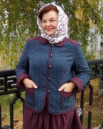 Жакет из плательного хлопка и юбка из пестряди