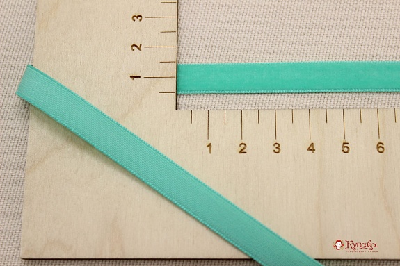 Лента бархатная цв.Мятно-зеленый, ш.9мм, полиэстер-100%