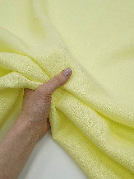 Лен костюмный с эффектом мятости цв.Светло-лимонный, ш.1.45м, лен-100%, 190гр/м.кв