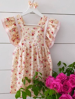 Детское платье из импортного хлопка "Букеты роз"