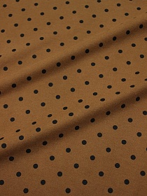 Теплый хлопок "Черный горох (6мм) на глиняно-коричневом", ш.1.5м, хлопок-100%, 150гр/м.кв