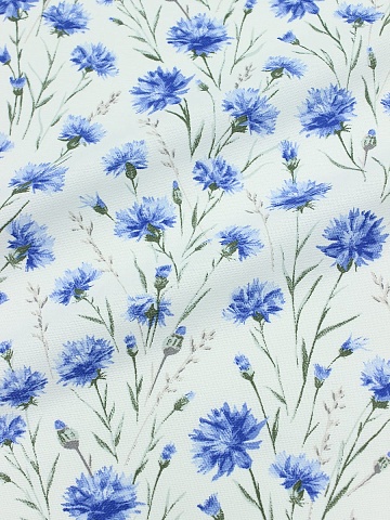 Рогожка "Васильковый луг" цв.белый, ш.1.5м, хлопок-100%, 180гр/м.кв