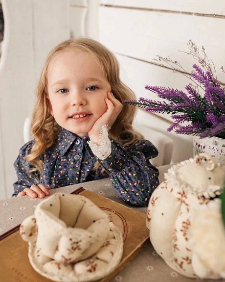 Детское платье из импортного хлопка "Кукольная нежность" (выкройка платья - D-0007)