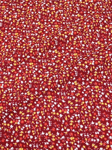 Микровельвет "Незабудки-искорки" цв.т.красно-бордовый, ш.1.1м, хл-100%, 125гр/м.кв 