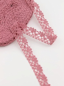 Кружево цв.дымчатая роза, ш.15мм, хлопок-90%, п/э-10%, 10м, рис.016/12