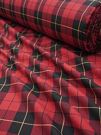 Фуле "Клетка" цв.красно-малиновый/черный, ш.1.45м, хлопок-100%, 185гр/м.кв