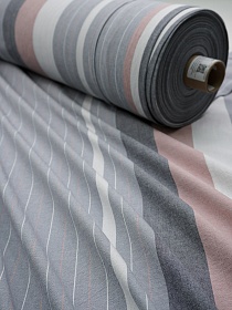 Вареный (стираный) хлопок "Комбинированные цветные полосы на сером меланже", ш.2.5м, хл-100%