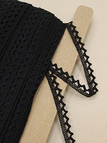 Кружево цв.черный, ш.10мм, хлопок-90%, п/э-10%, рис.075/26