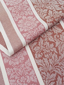 Холст полотенечный жаккард "Венеция" цв.терракотовый/розовый, ш.0.5м, лен-30%, хл-70%, 210гр/кв.м