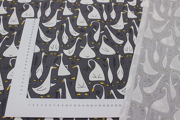 Полулен "Гусиная история" цв.графитово-серый, ш.1.5м, лен-30%, хлопок-70%, 147гр/м.кв