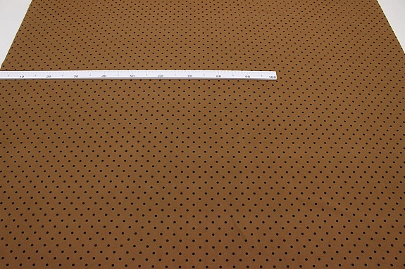 Теплый хлопок "Черный горох (6мм) на глиняно-коричневом", ш.1.5м, хлопок-100%, 150гр/м.кв