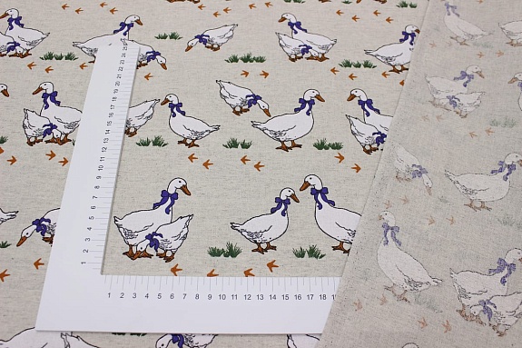 Полулен "Гуси" (на т.суровом), ш.1.5м, лен-30%, хлопок-70%, 147гр/м.кв