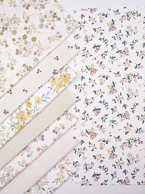 Набор тканей для рукоделия "Сатин: Очаровательные букетики", 45*30 см, 8 шт