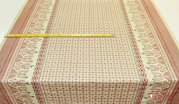 Полулен "Макошь на бежевом"  ш.1.5 м, хлопок -60% лен-40%, 145 гр/м.кв