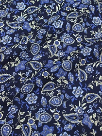 Импорт. хлопок "Линиза" цв.чернильно-синий, ш.1.5м, хлопок-100%, 100гр/м.кв