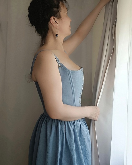 Юбка и двусторонний корсет из вареного хлопка