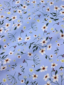 Импорт. хлопок "Цветочное ассорти" цв.голубой с сиреневым оттенком, ш.1.4м, хл-100%, 100гр/м.кв