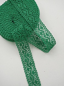 Кружево цв.изумрудно-зеленый, ш.27мм, хлопок-90%, п/э-10%, 10м, рис.101/31
