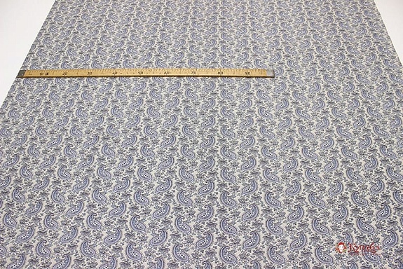 Мерный лоскут Бязь "Серо-голубые восточные огурчики на серо-бежевом", ш.1.5м, хлопок-100%, 120гр/м.кв