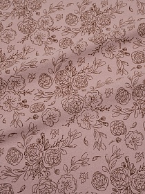 Теплый хлопок "Букеты пионов на винтажном пыльно-розовом", ш.1.5м, хлопок-100%, 160гр/м.кв