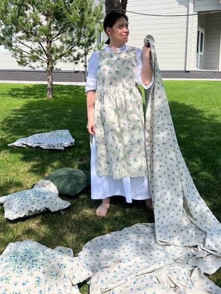 Фартук-сарафан из полульна Черника - МК по пошиву*