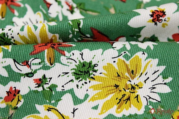 Плательная вискоза "Июльские краски" цв.темно-зеленый, ш.1.46м, вискоза-100%, 145гр/м.кв