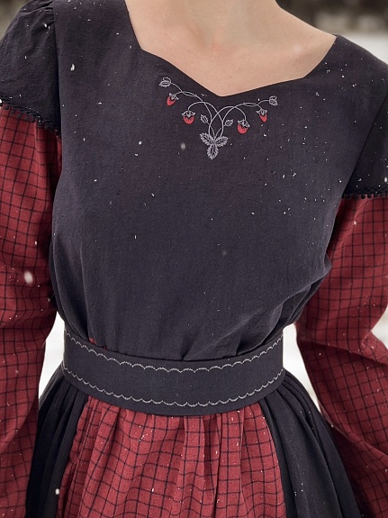 Платье из Пестряди "Чернильная клетка"