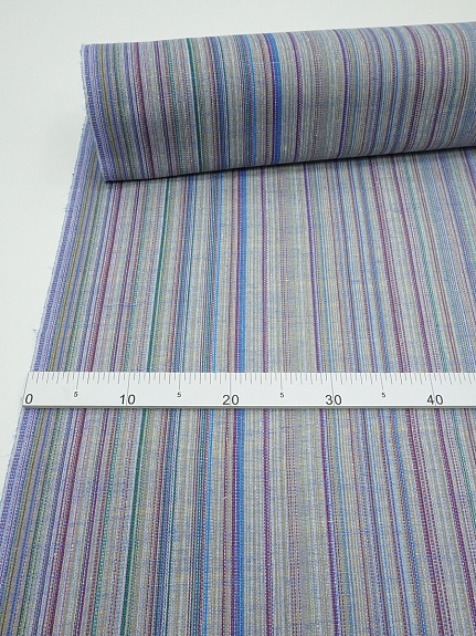 Полулен пестротканый "Васильково-голубой меланж - полоска", ш.1.6м, лен-50%, хлопок-50%, 180гр/м.кв