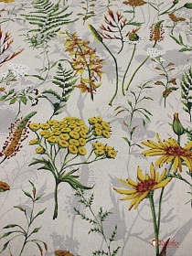 Полулен "Цветущий луг" (на суровом), ш.1.5м, лен-30%, хлопок-70%, 140гр/м.кв
