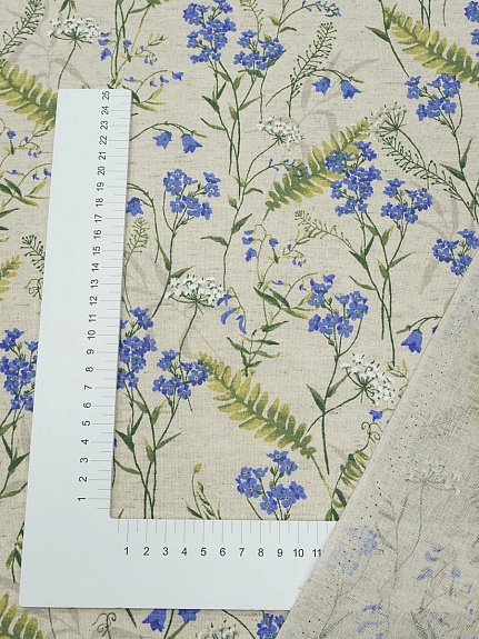 Полулен "Нежная незабудка" (на суровом), ш.1.5м, лен-30%, хлопок-70%, 140гр/м.кв