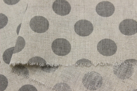Полулен "Крупный темно-серый горох" (на т.суровом), ш.1.5м, лен -30%, хлопок-70%, 140гр/м.кв