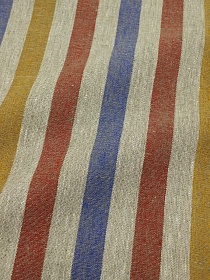 Холст-дорожка "Полоски красно-желтые" цв.натуральный, ш.0.5м, лен-100%, 305гр/м.кв