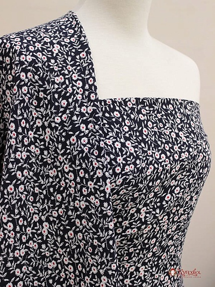 Штапель "Лёгкость" цв.чернильно-черный, ш.1.42м, вискоза-100%, 90гр/м.кв