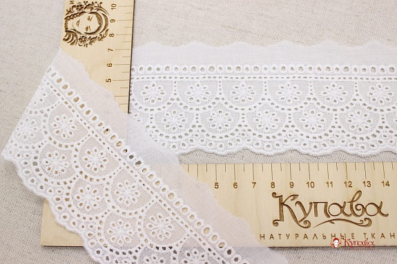 Шитье цв.молочный (общая ширина 65мм, ширина вышивки 52мм), хлопок-100%, батист